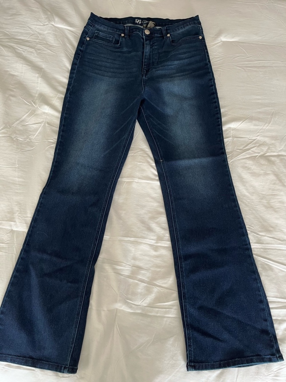 DG2 Diane Gilman Dark Indigo Flared Jeans 14 tall